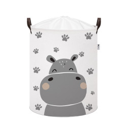 SIPO Koš na hračky se šňůrkou, skládací bavlněný / 43 l, Hippo