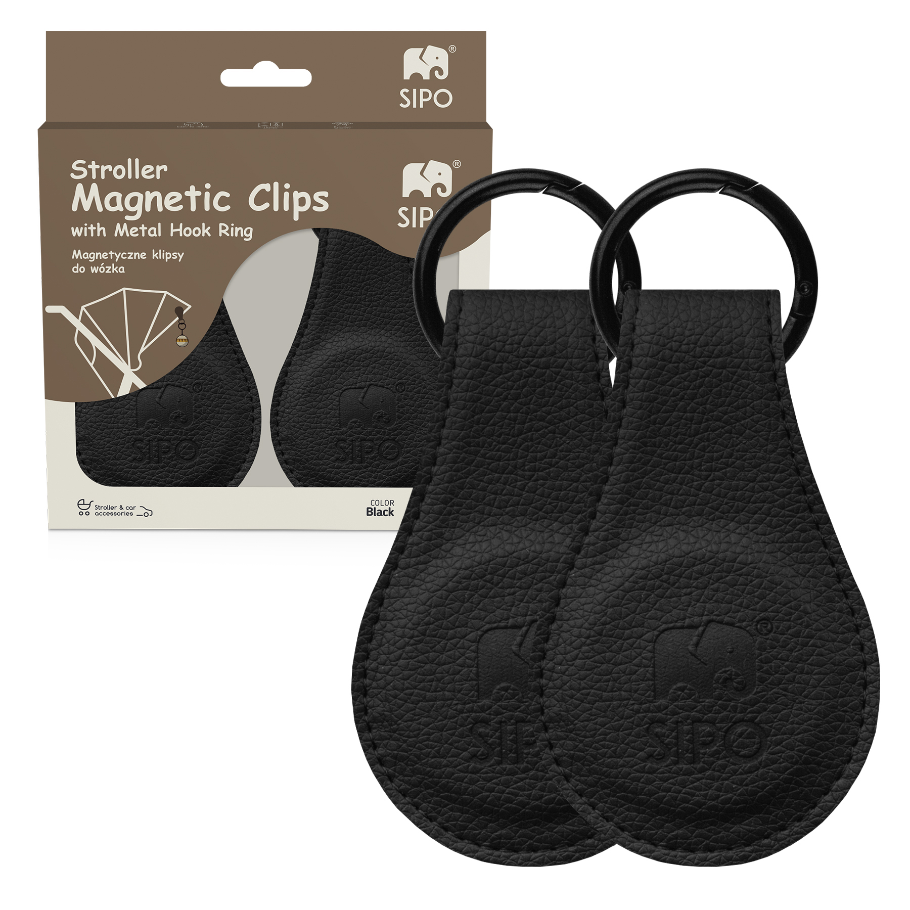 SIPO Magnetické klipy na kočárek, 2ks, černá