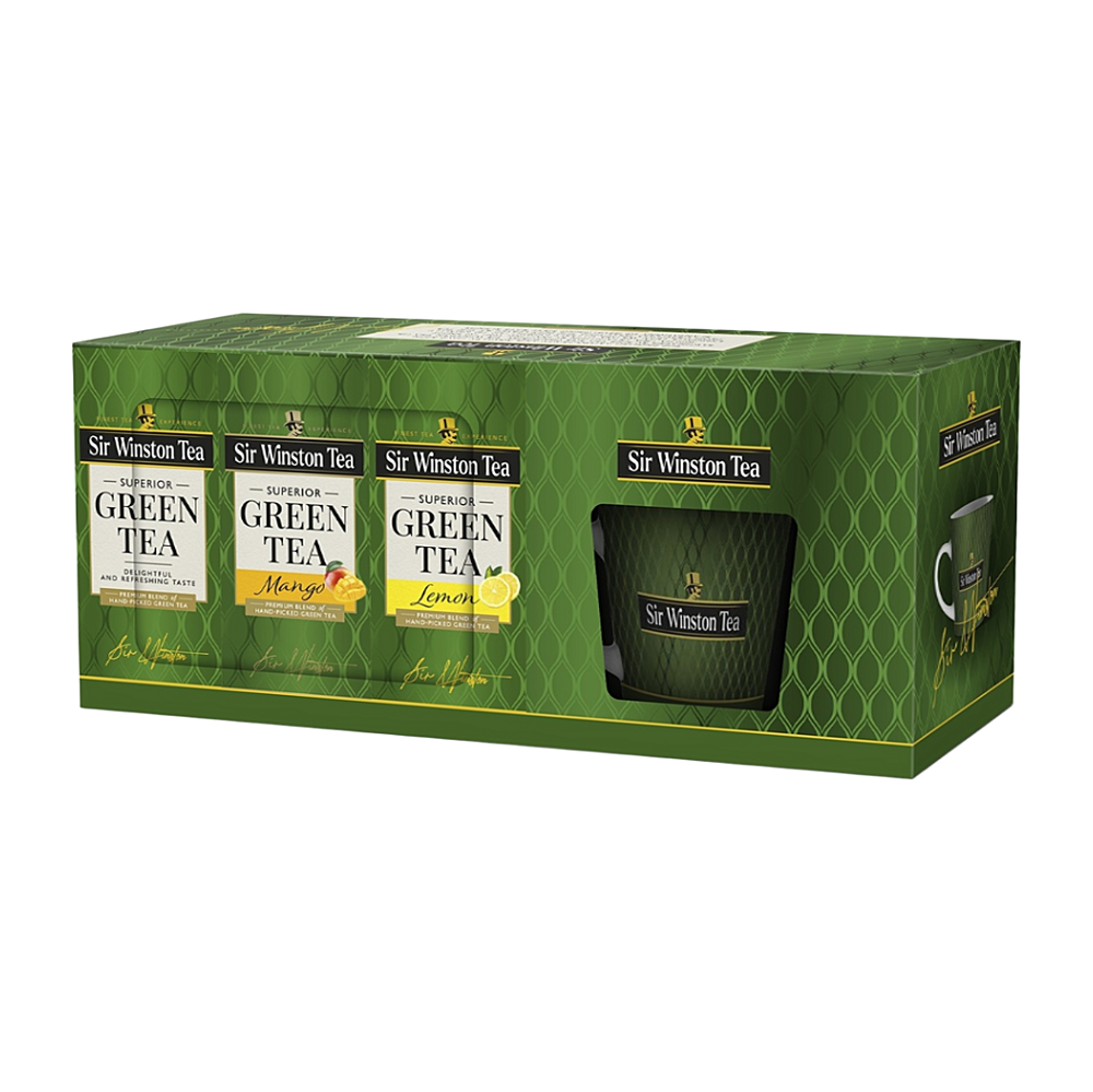 SIR WINSTON Green tea zelené čaje s hrnkem 60 sáčků