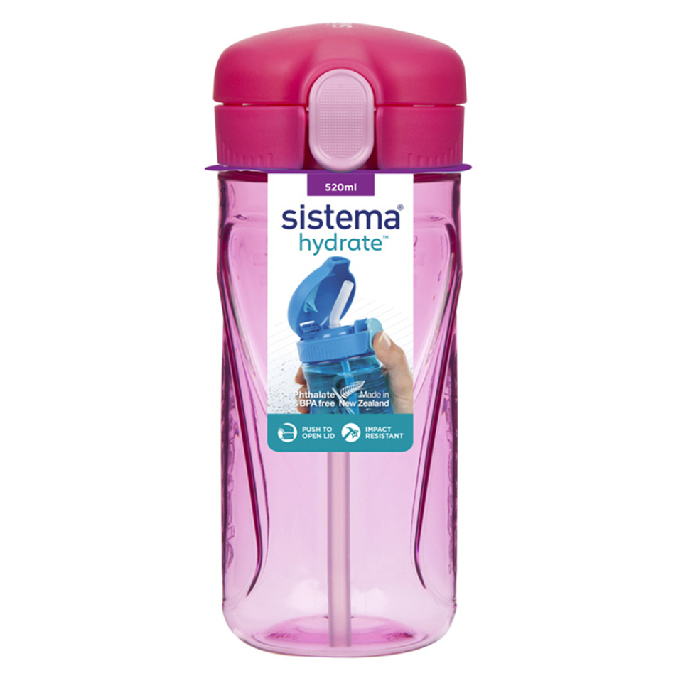 SISTEMA Láhev Quick Flip Top s brčkem růžová 520 ml