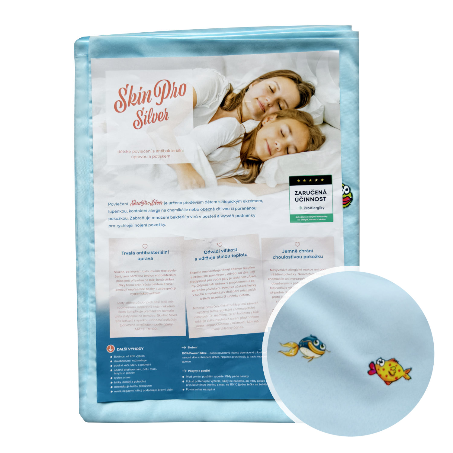 SkinPro Silver dětské povlečení na přikrývku s potiskem 100 × 135 cm světle modré