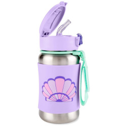 SKIP HOP Spark Style Láhev s brčkem na vodu nerez Mušle 12m+