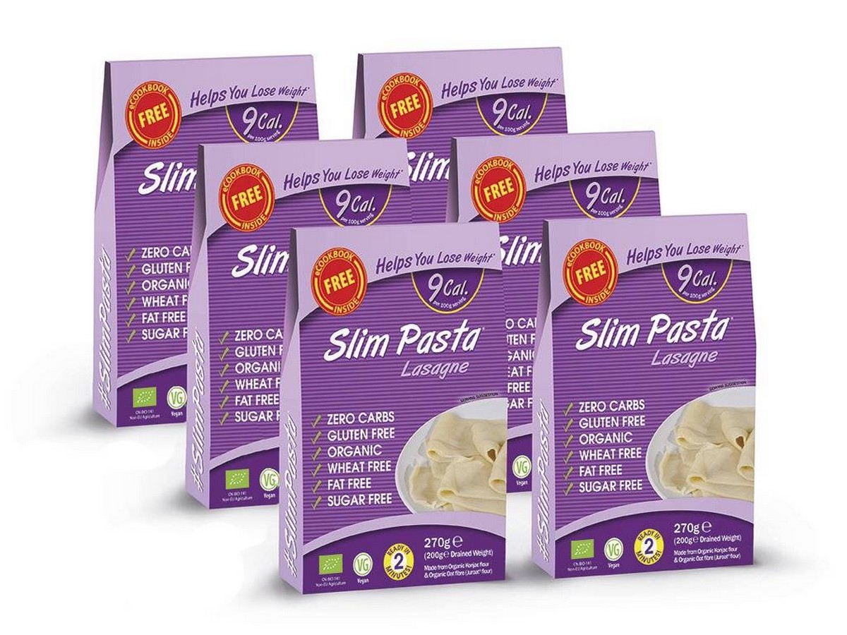 Slim Pasta Konjakové těstoviny ve tvaru lasagní v nálevu, výhodný balíček 5+1