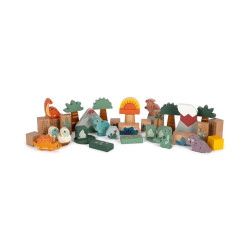 SMALL FOOT Dřevěné kostky dino 34 kusů