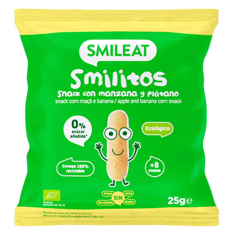 SMILEAT BIO kukuřičné křupky banán a jablko s panenským olivovým olejem 25 g