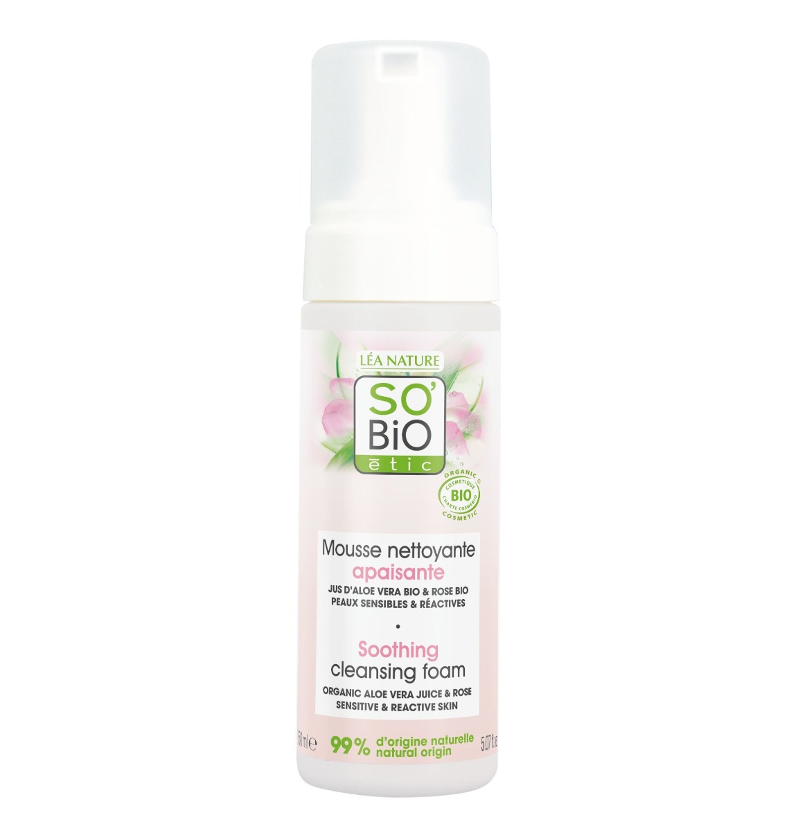 SO’BiO étic Čisticí zklidňující pěna Aloe vera BIO 150 ml