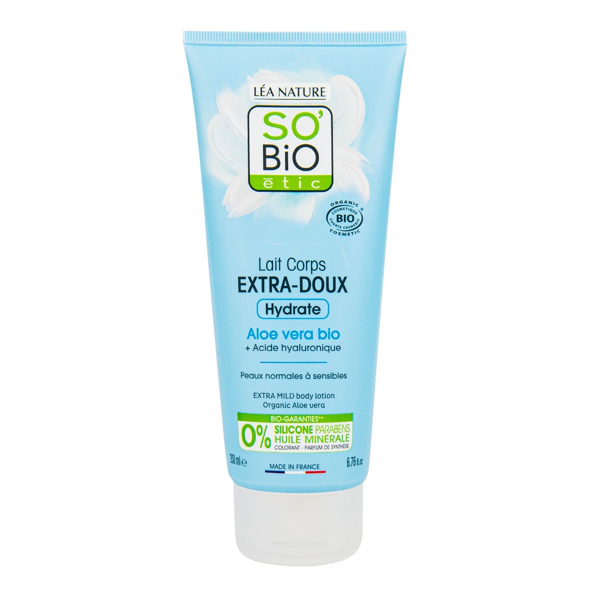 SO’BiO étic Extra hydratační tělové mléko s Aloe vera a hyaluronem BIO 200 ml