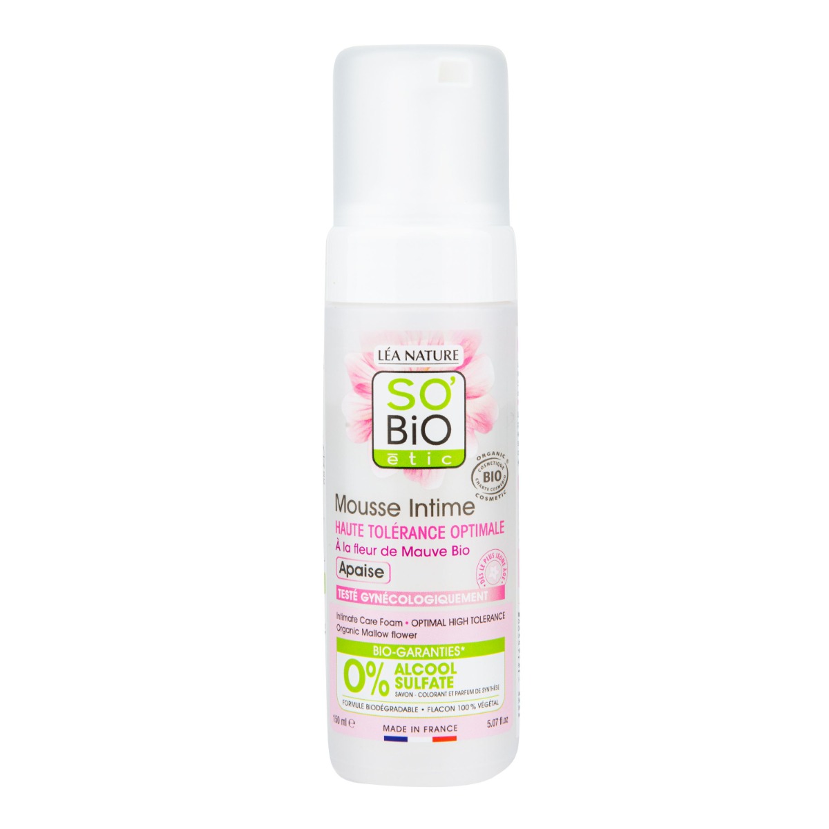SO’BiO étic Hypoalergenní mycí pěna na intimní hygienu BIO 150 ml