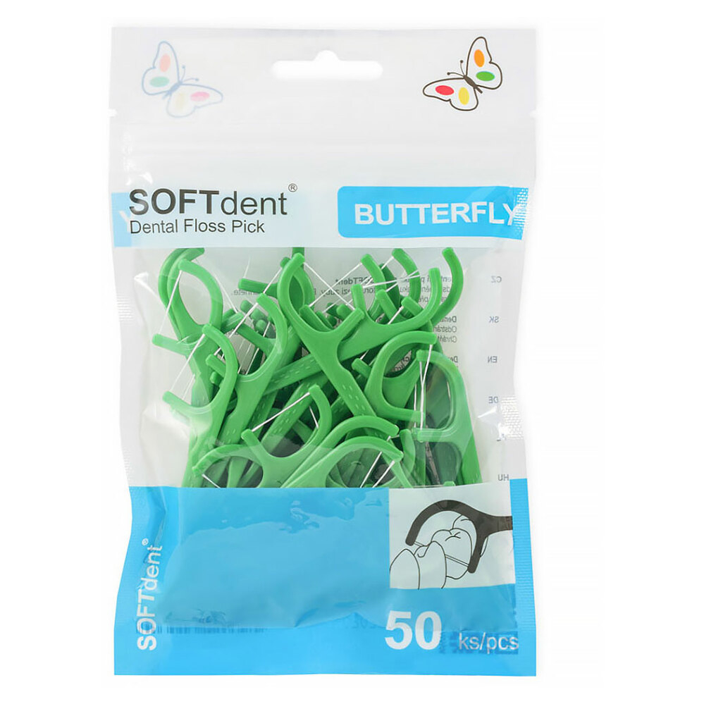 SOFTDENT Butterfly Dentální párátka s nití 50 ks