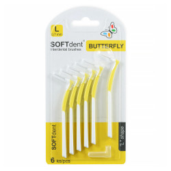 SOFTDENT Butterfly mezizubní kartáček zahnutý L 6 ks