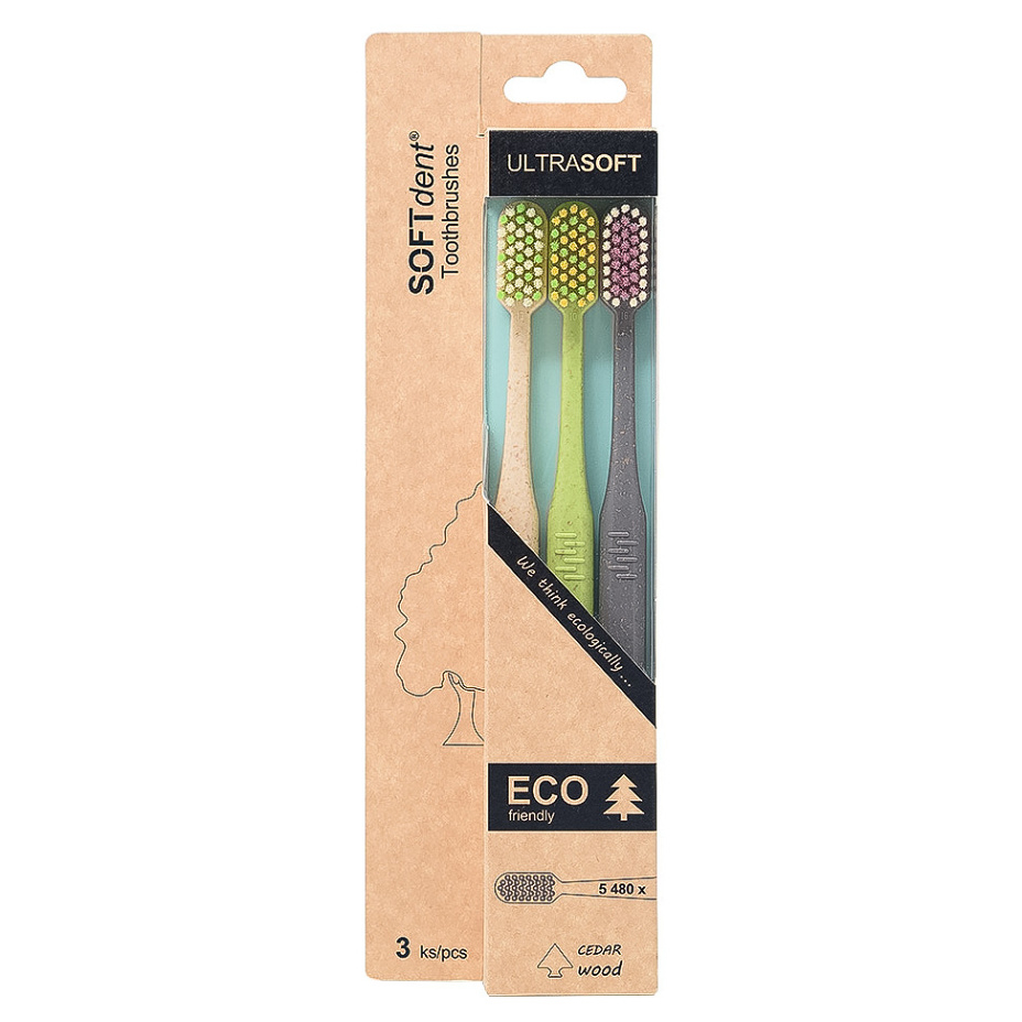 SOFTDENT ECO Zubní kartáček ultrasoft 3 kusy