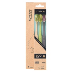 SOFTDENT ECO Zubní kartáček ultrasoft 3 kusy