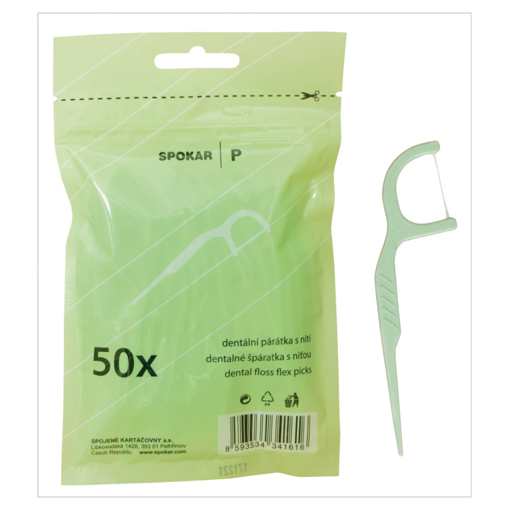 SPOKAR Dentální párátka s nití 50 kusů