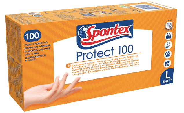 SPONTEX Jednorázové rukavice Protect L 100 ks