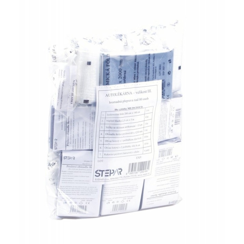 ŠTĚPAŘ Autolékárnička velikost III.- přeprava nad 80 osob, náplň, 153/2023 Sb