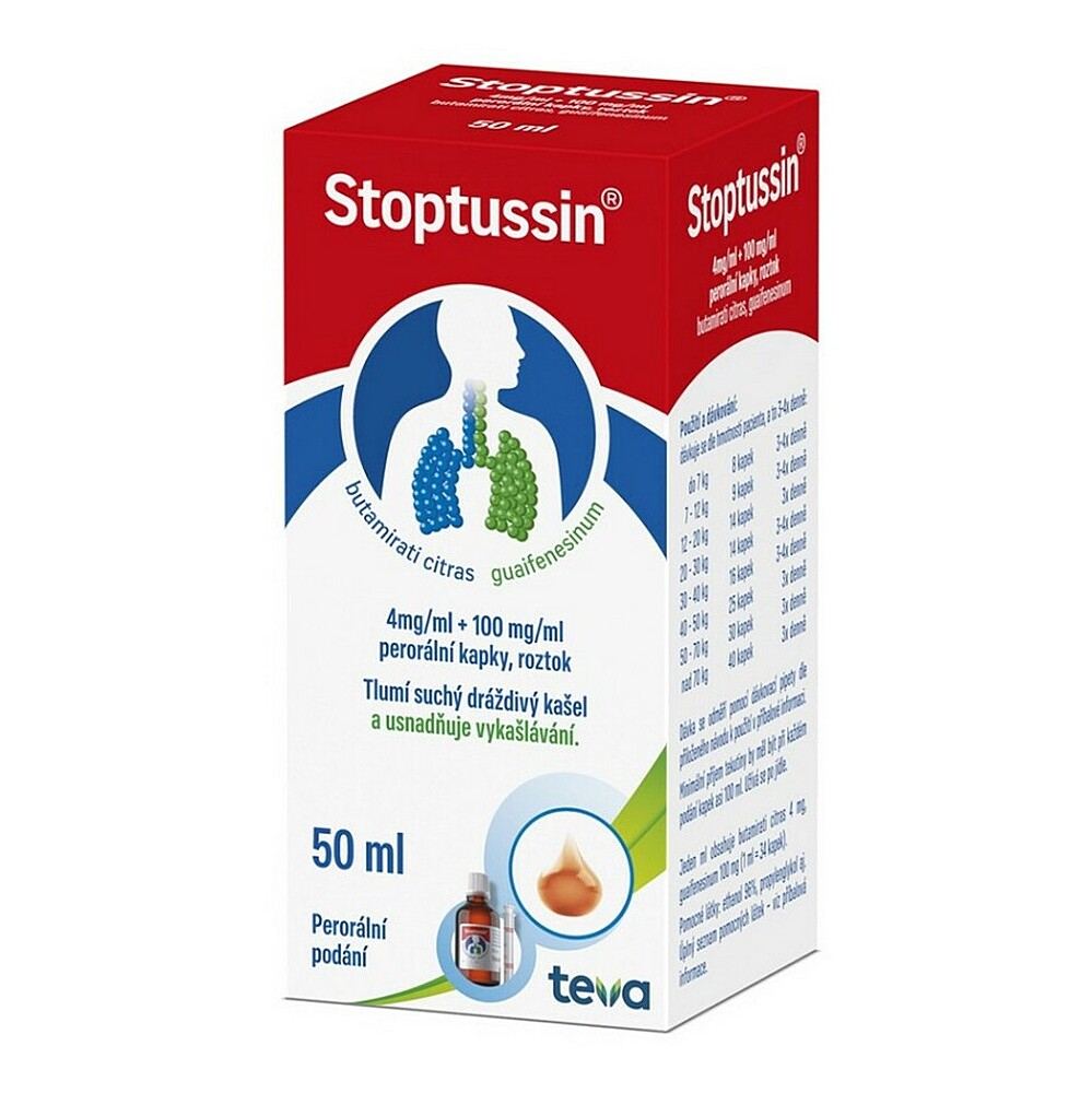 STOPTUSSIN 4 mg/ml + 100 mg/ml perorální kapky, roztok