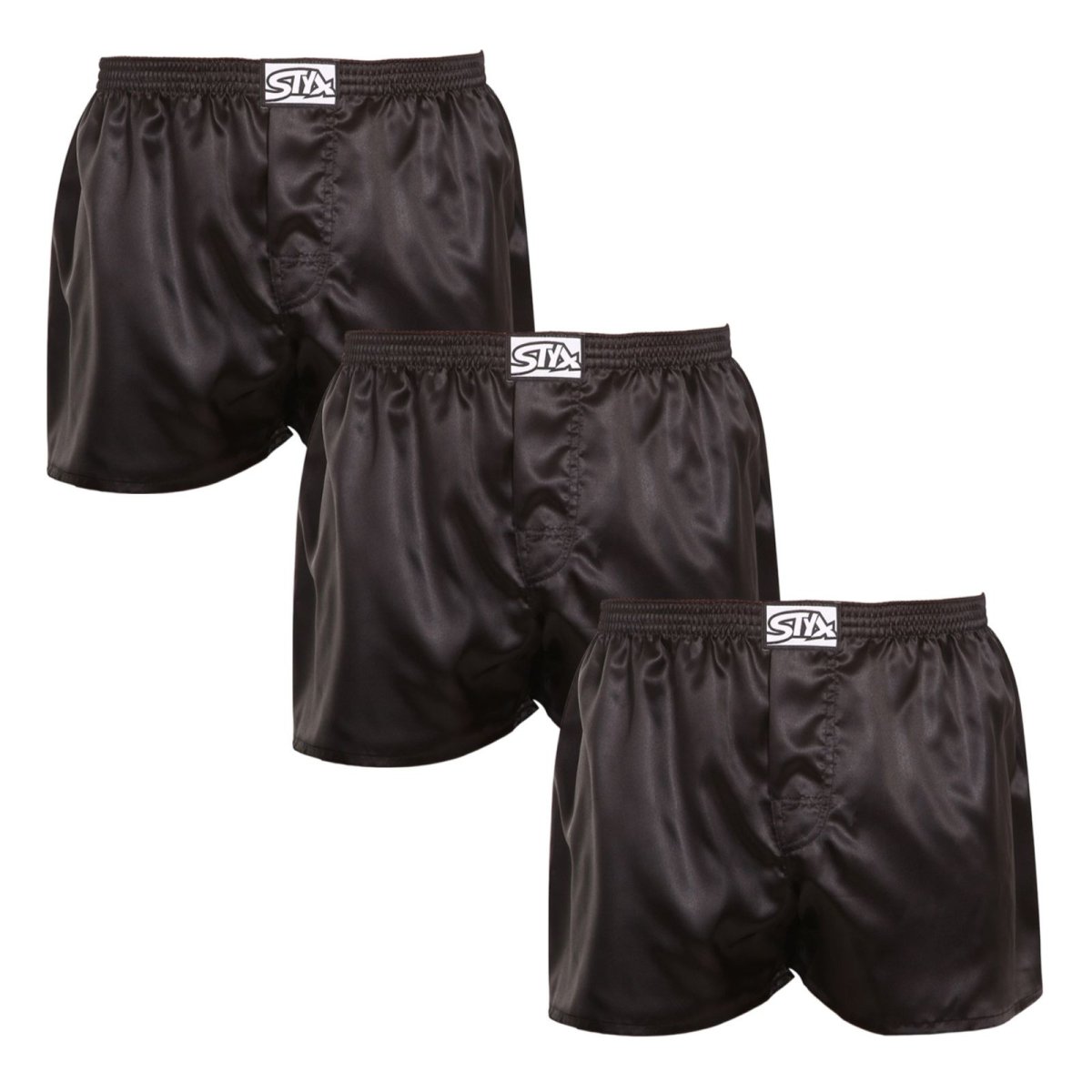 Styx 3PACK pánské trenky klasická guma saténové černé (3C0960) XL