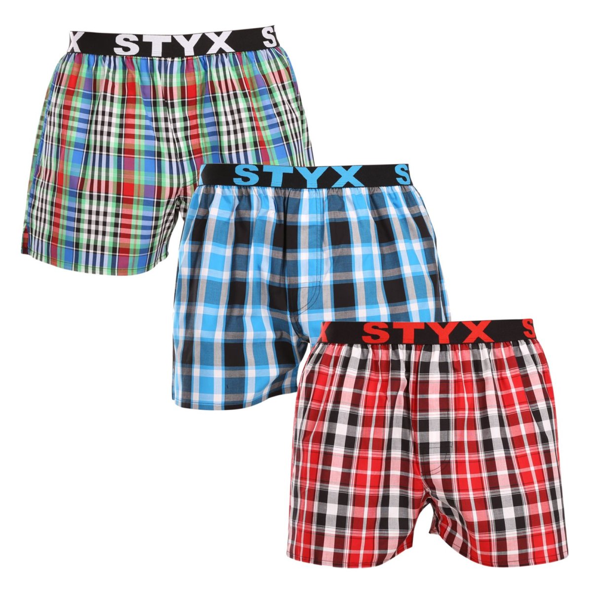 Styx 3PACK pánské trenky sportovní guma vícebarevné (3B103436) XXL
