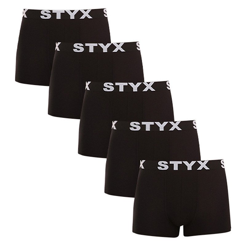 Styx 5PACK pánské boxerky sportovní guma nadrozměr černé (5R960) 3XL