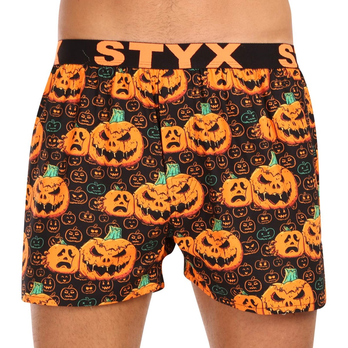 Styx Pánské trenky art sportovní guma Halloween dýně (B1755) XXL