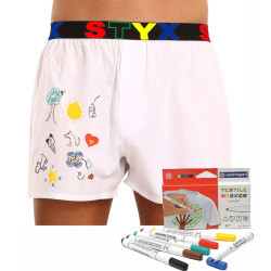 Styx Pánské trenky sportovní guma bílé + fixy na textil (BF1061) XXL