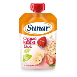 SUNAR Kašička ovocná kapsička banán jahoda ovesné vločky 6m+ 120 g