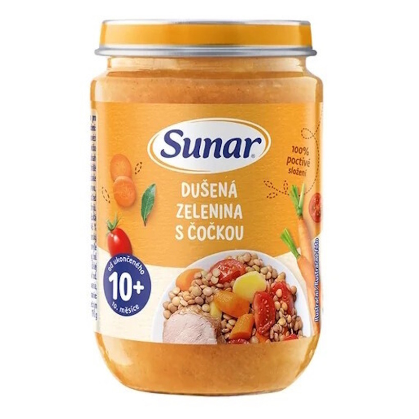 SUNAR Příkrm dušená zelenina s čočkou 10m+ 190 g
