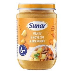 SUNAR Příkrm mrkev s hovězím a bramorem 6m+ 190 g