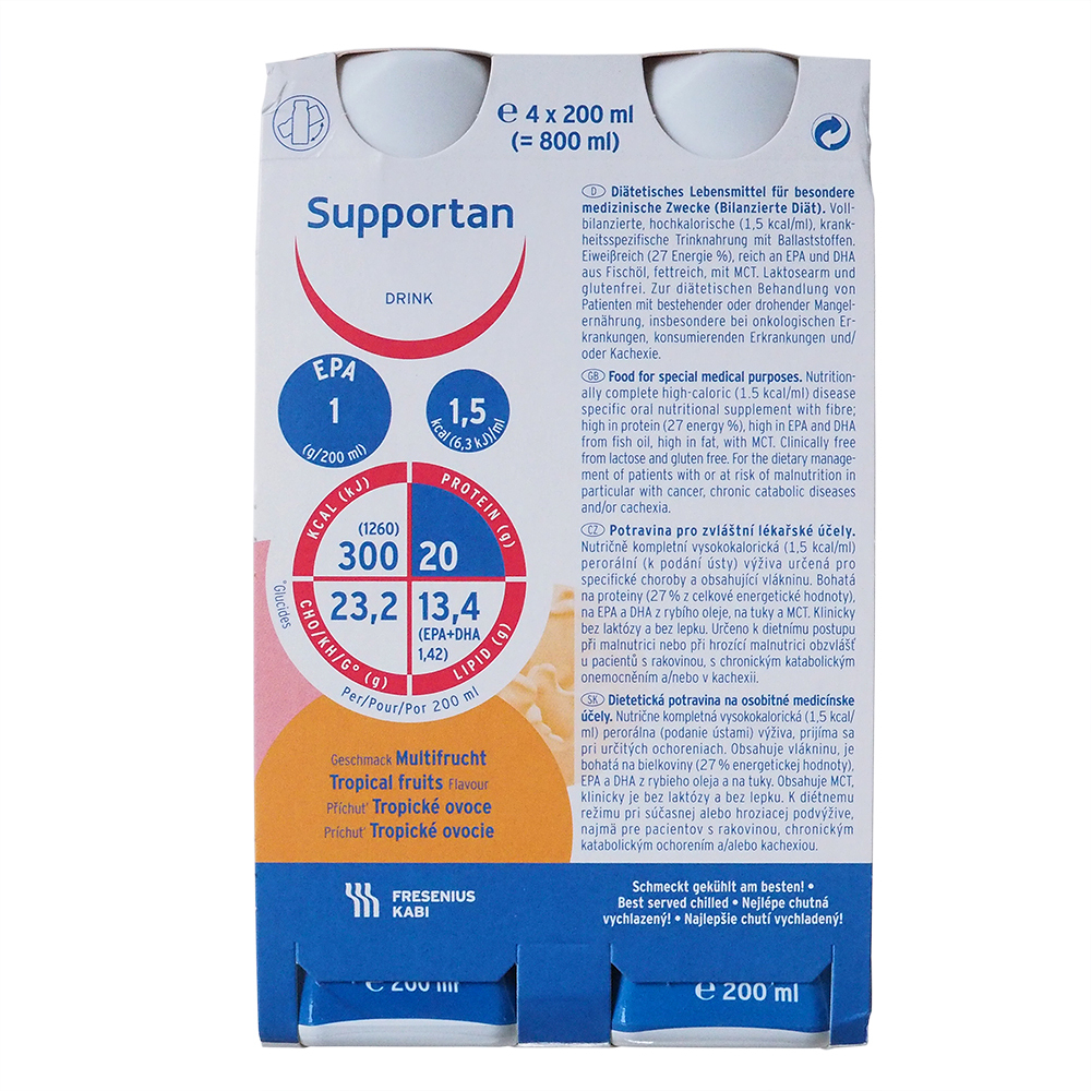 SUPPORTAN Drink, roztok tropické ovoce 4 x 200 ml