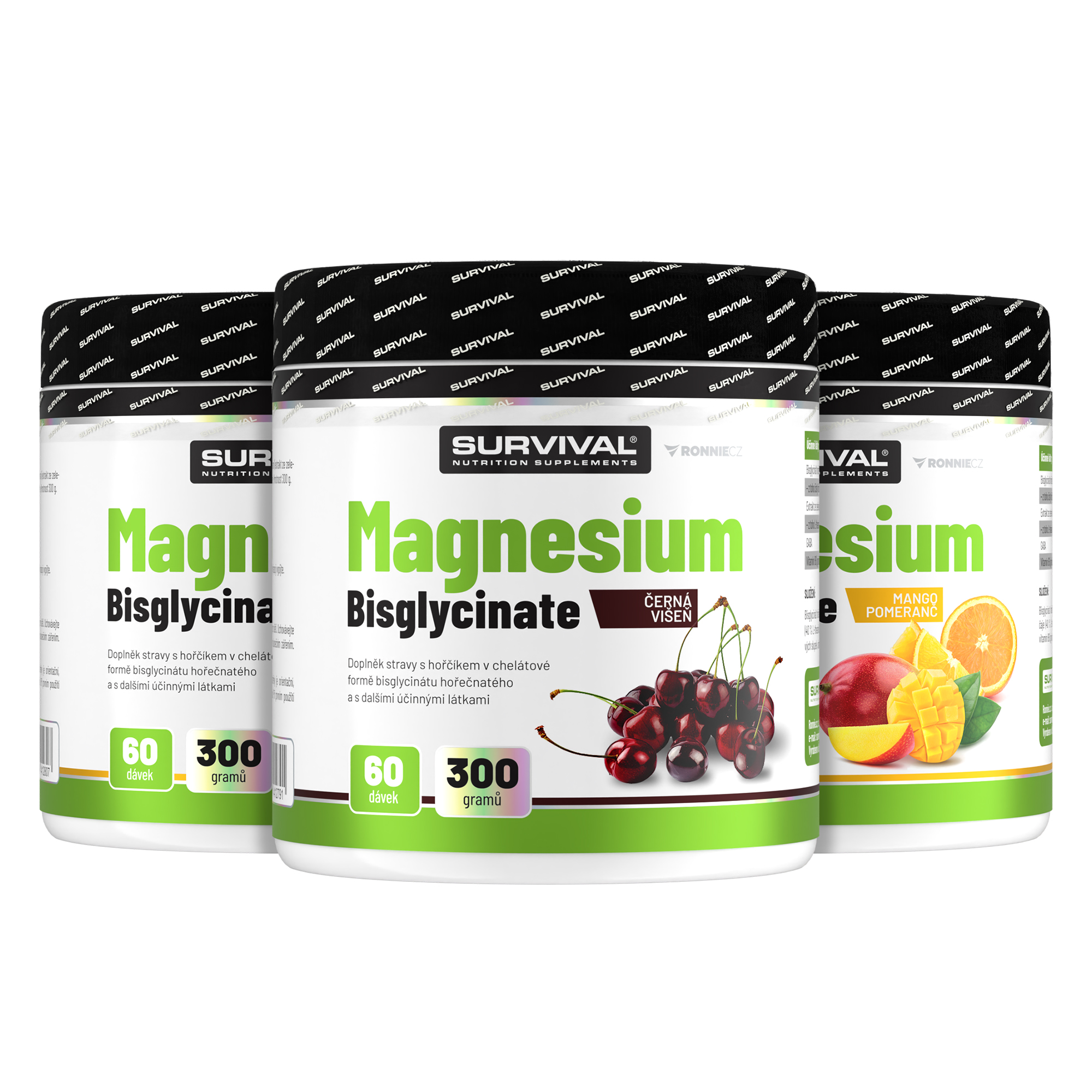 Survival Magnesium Bisglycinate 300 g 2+1 2x mango + 1x višeň