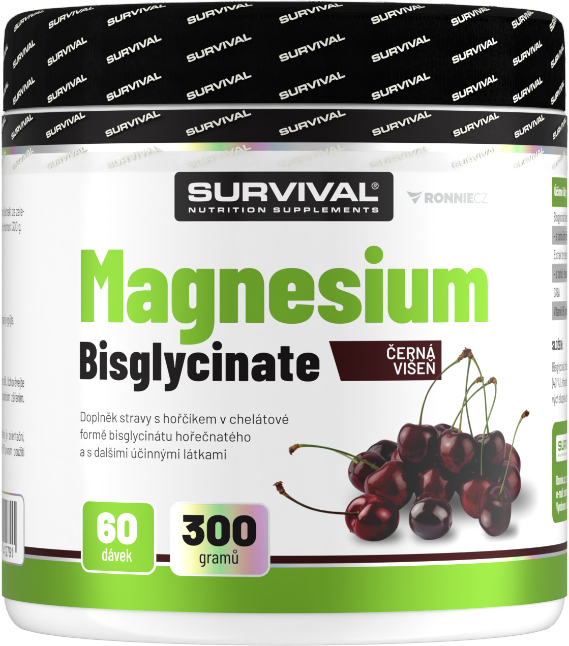 Survival Magnesium Bisglycinate 300 g černá višeň