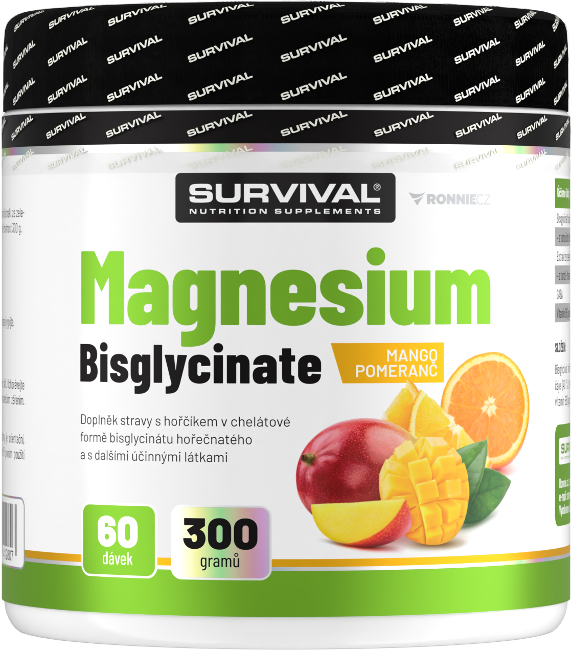 Survival Magnesium Bisglycinate 300 g mango pomeranč