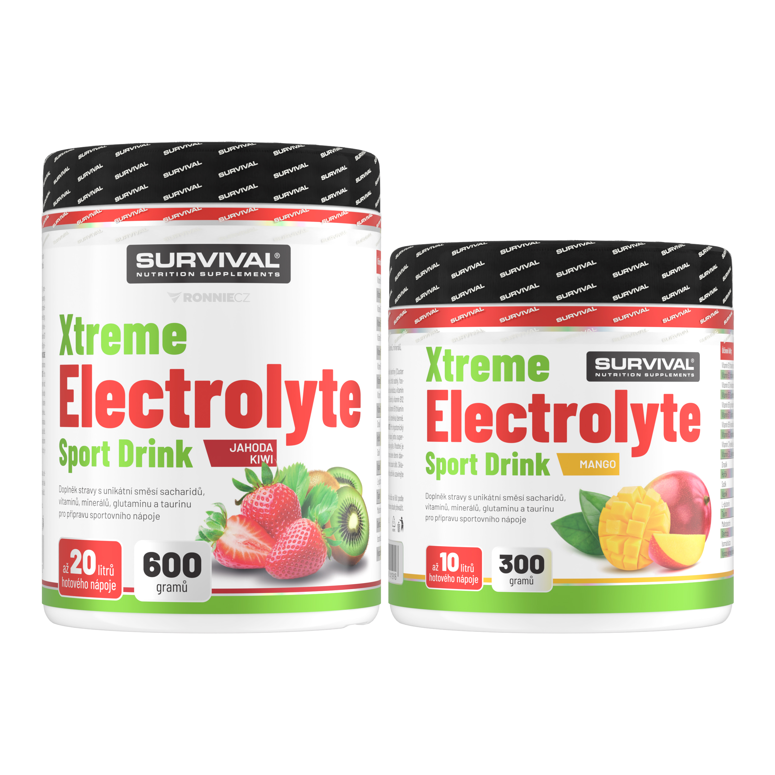 Survival Xtreme Electrolyte Sport Drink AKCE 600 g jahoda-kiwi + 300 g mango AKCE 1+1