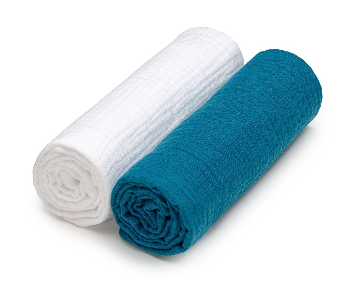 T-tomi BIO Mušelínové pleny 2 ks white + petrol