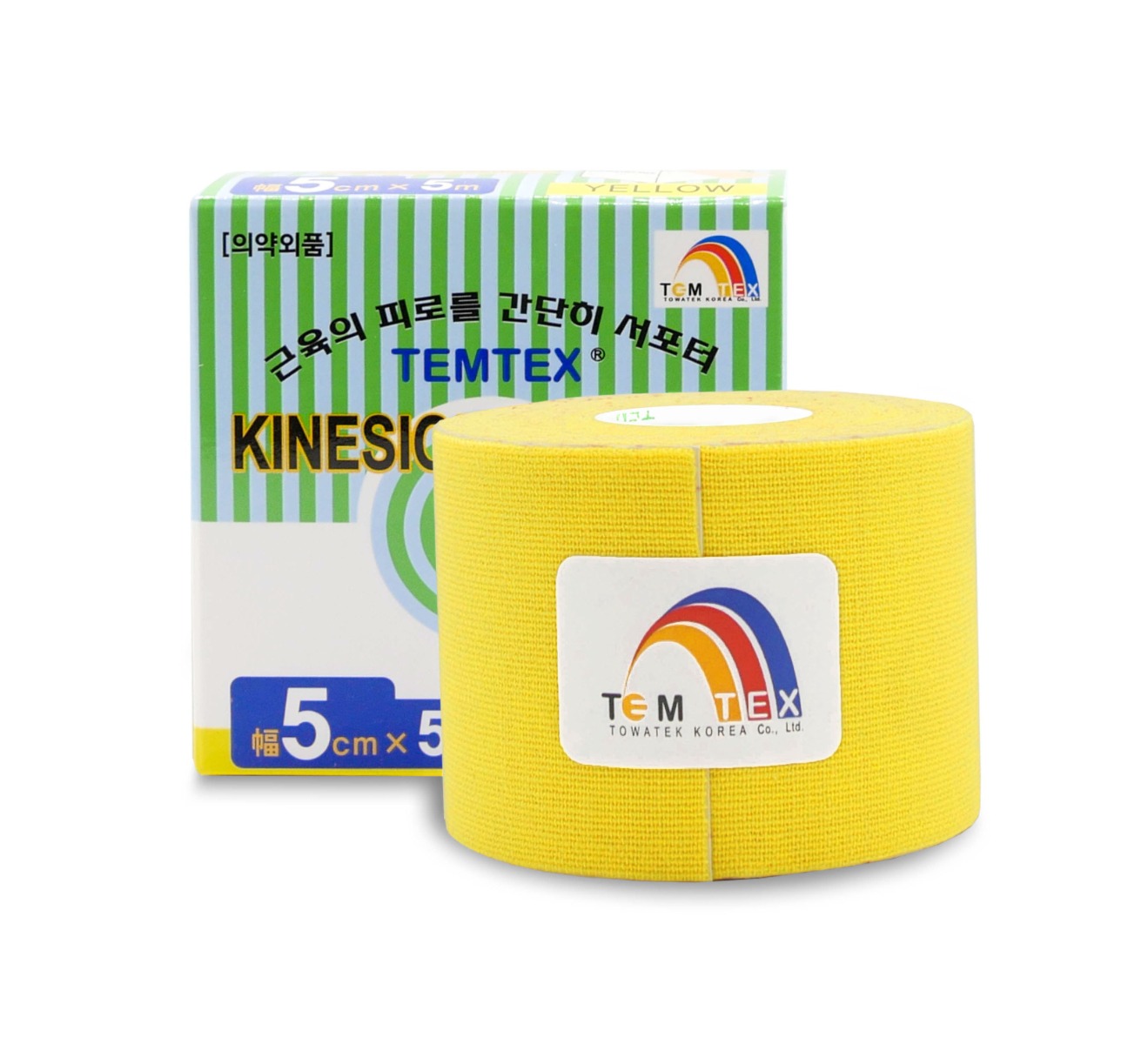 TEMTEX Kinesio tape 5 cm x 5 m tejpovací páska žlutá