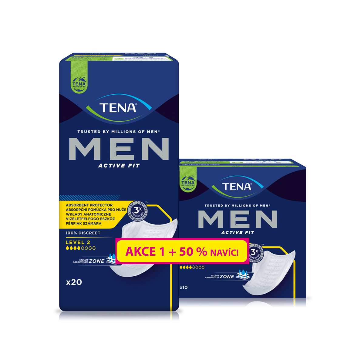 Tena Men Level 2 + 50 % navíc inkontinenční vložky pro muže 30 ks