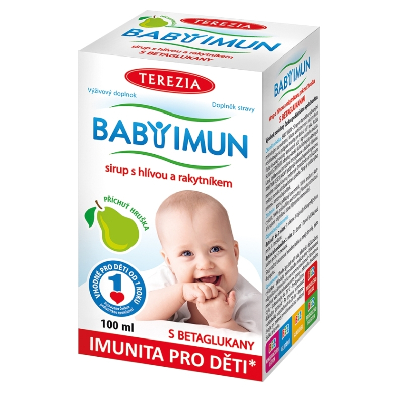 TEREZIA BABY IMUN Sirup s hlívou a rakytníkem příchuť hruška 100 ml