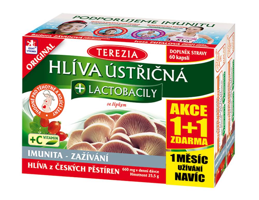 Terezia Hlíva ústřičná + lactobacily 60+60 kapslí 1+1 ZDARMA
