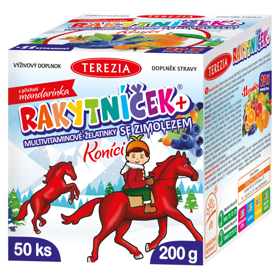 TEREZIA Rakytníček + multivitaminové želatinky se zimolezem Koníci 50 kusů