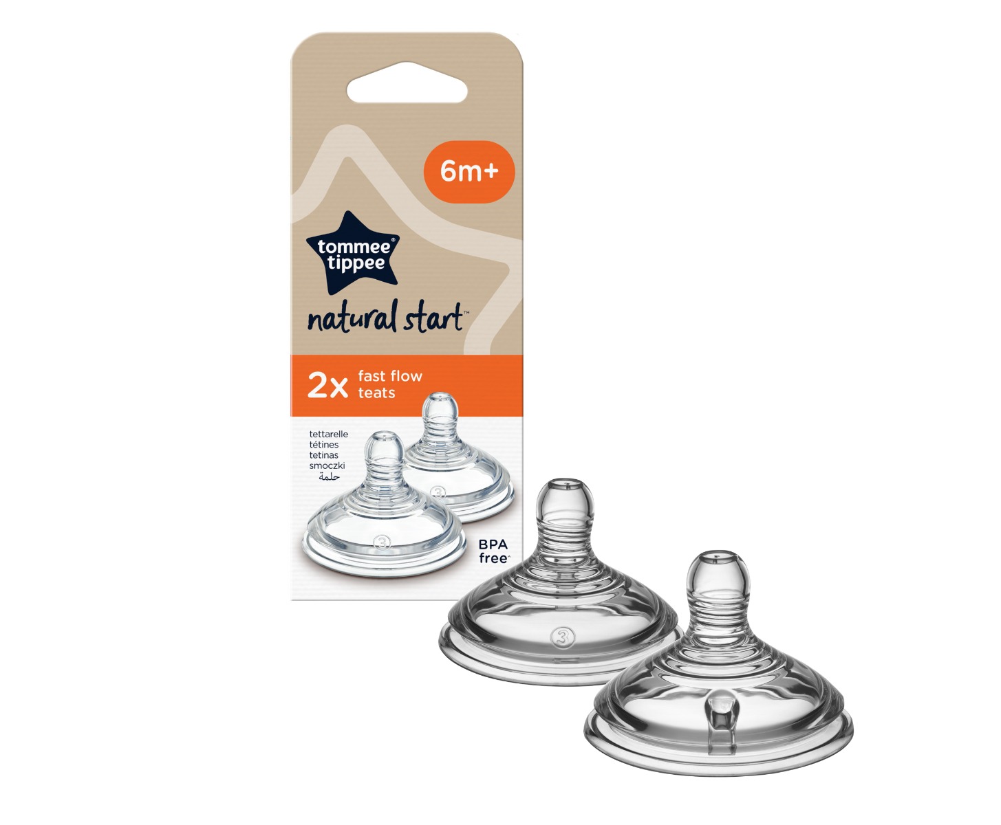 Tommee Tippee Natural Start Anti-Colic Savička na lahev Rychlý průtok 6m+ 2 ks