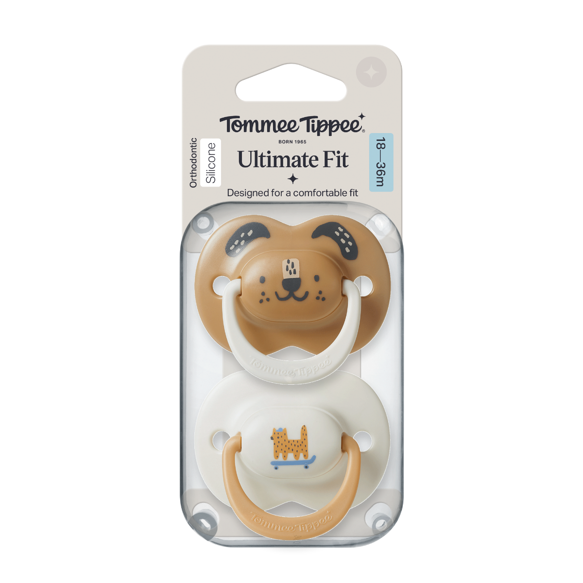 Tommee Tippee Silikonový dudlík Ultimate Fit Deco Boy 18-36m 2 ks více barevných variant