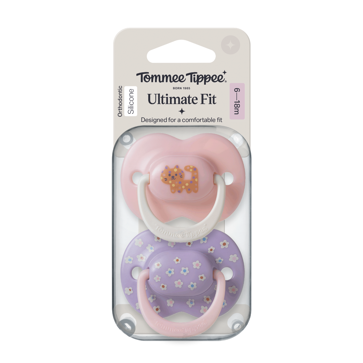 Tommee Tippee Silikonový dudlík Ultimate Fit Deco Girl 6-18m 2 ks více barevných variant