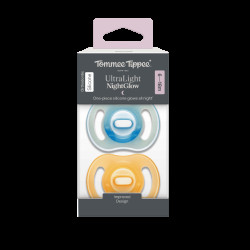 Tommee Tippee Silikonový dudlík Ultra-Light Night 6-18m 2 ks oranžová a modrá