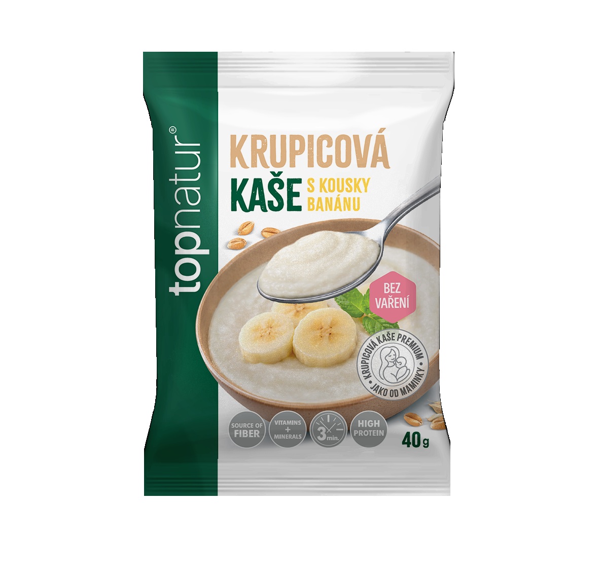 Topnatur Krupicová kaše 40 g s kousky banánu