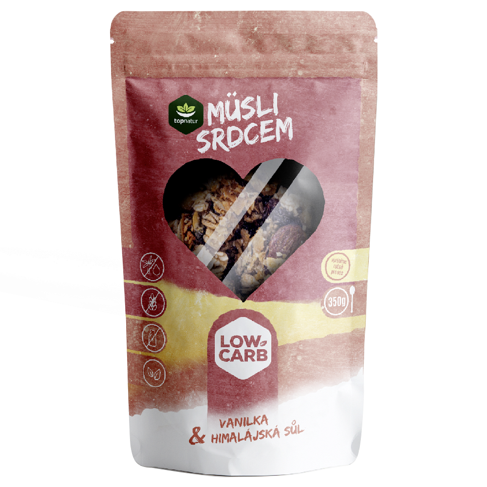 TOPNATUR Low carb müsli srdcem vanilka a himalájská sůl 350 g