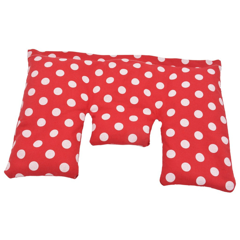 Torf-Ziegler Krční polštářek s třešňovými peckami, červený - bílý puntík velký, 40 x 25 cm