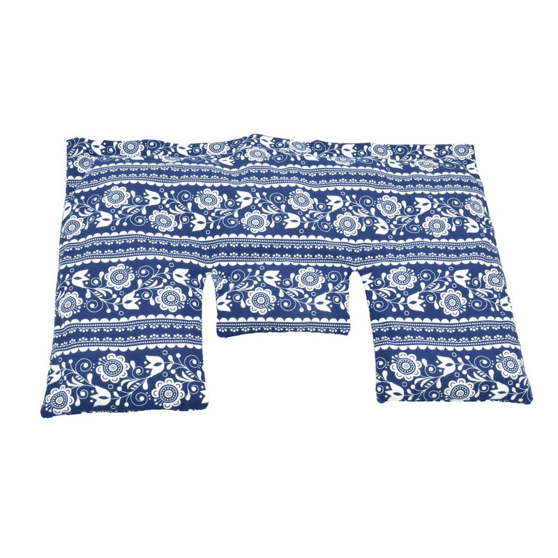 Torf-Ziegler Krční polštářek s třešňovými peckami, modro-bílý folklór, 40 x 25 cm