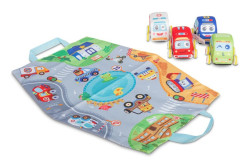 Toyz Plyšová autíčka se silniční podložkou – sada 4 ks, pullback