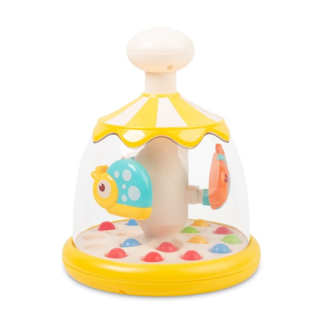 Toyz Toyz Edukační hračka Káča se zvířátky – žlutá, kolotoč, 6m+
