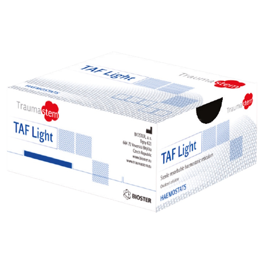 TRAUMASTEM TAF Light Vstřebatelná hemostatická síťka 1.5 x 5 cm 10 ks